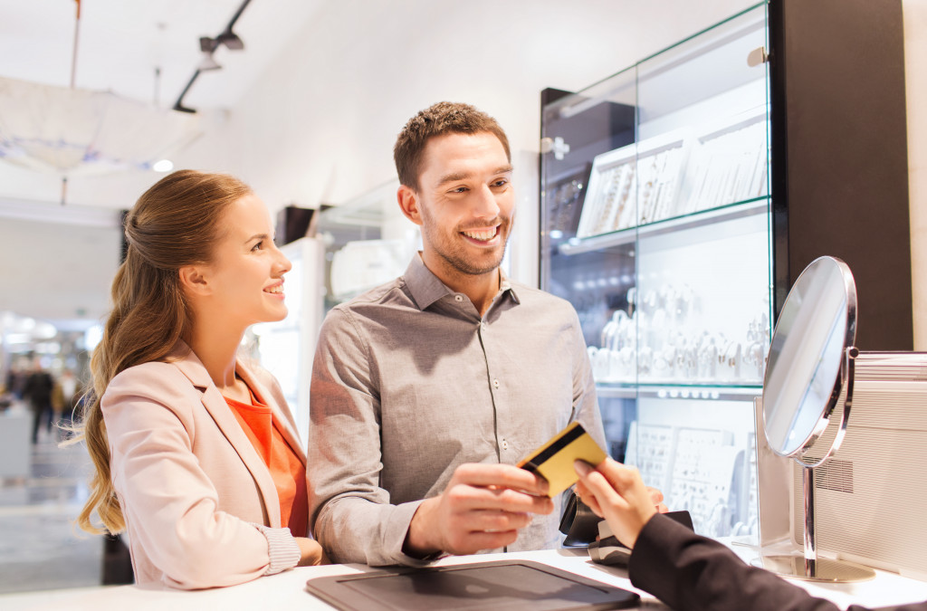 Customers paying at the counter