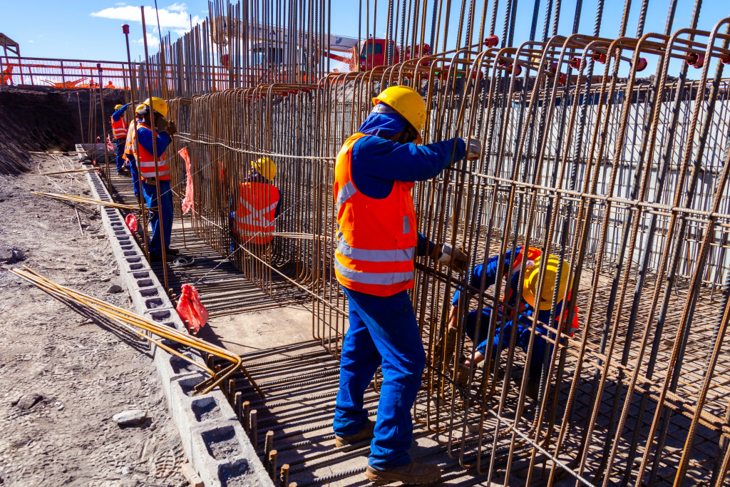 Construction workers with safety gear