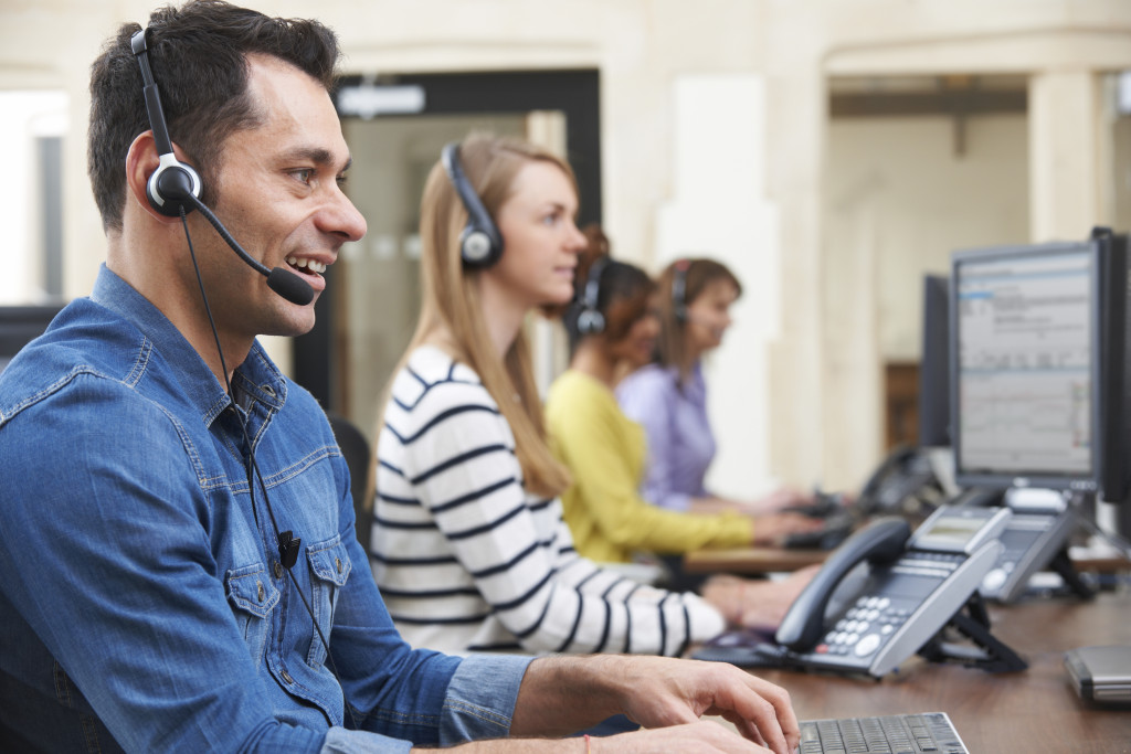 call center agents in a call center for customer service