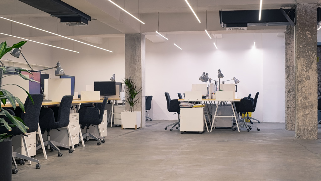 modern workspace with plants