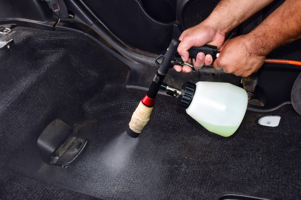 car interior being professionally cleaned